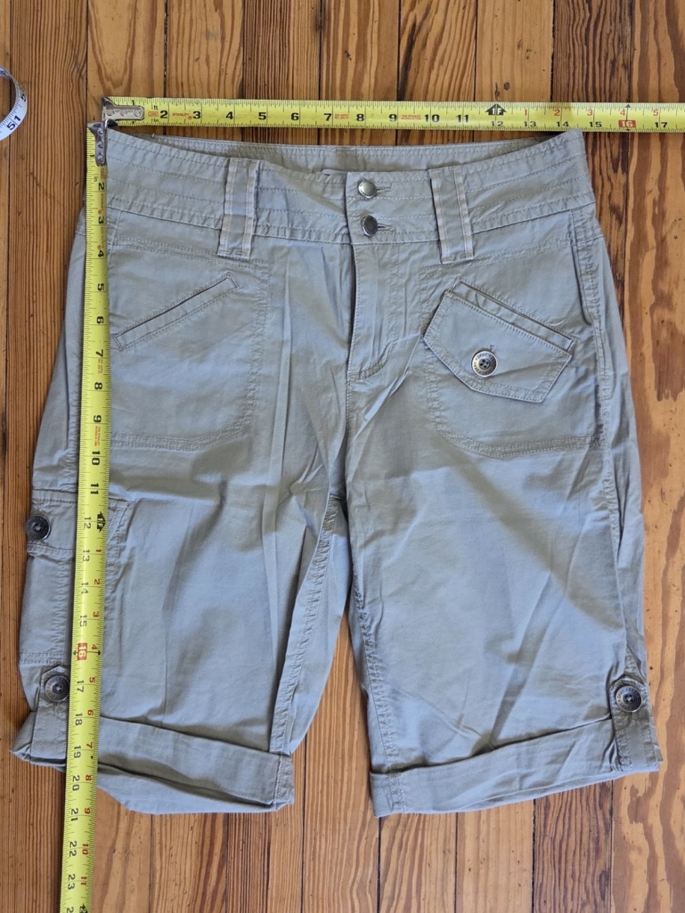 DKNY Pale Military Green Utility Cargo Bermuda Shorts - Picture 3 of 6